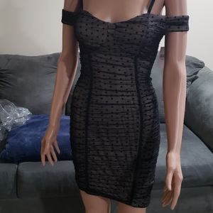 Nwt black sheer with nude under dress  S